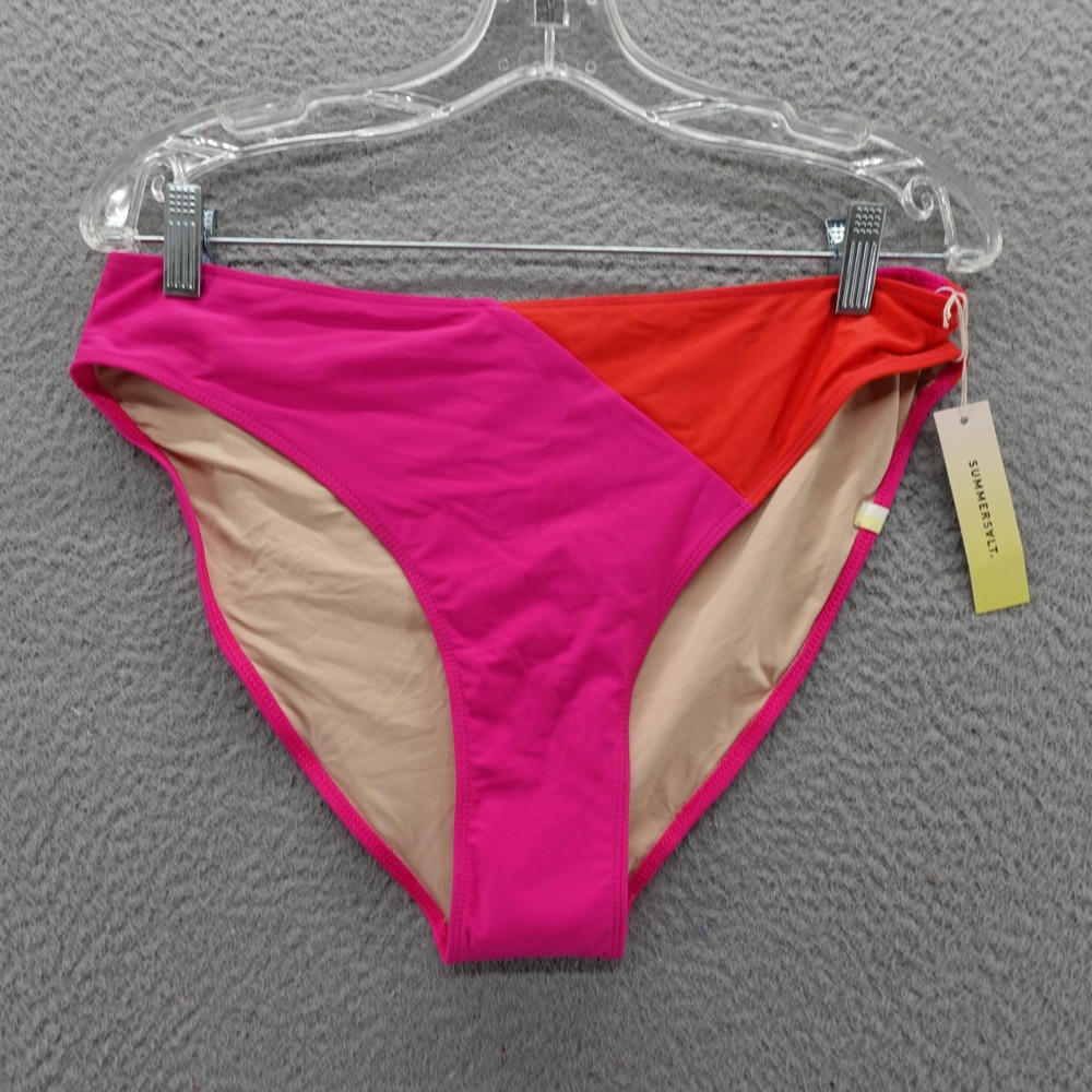 Summersalt The Diagonal Mid Rise Swim Bottom Dragon Fruit Pink Orange 12 NEW
